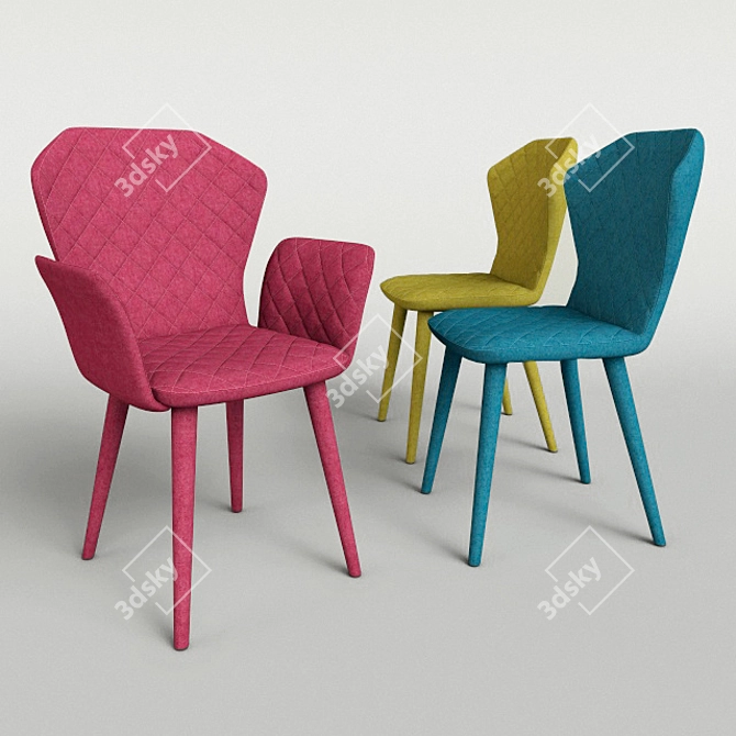 Colorful Kitchen Chairs Set 3D model image 1