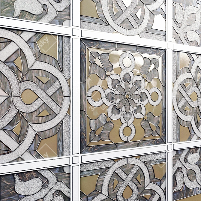 Artistic Stained Glass Window 3D model image 3