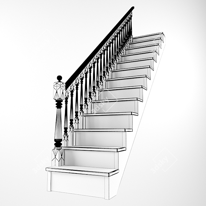 Classic Staircase: Timeless Elegance 3D model image 2