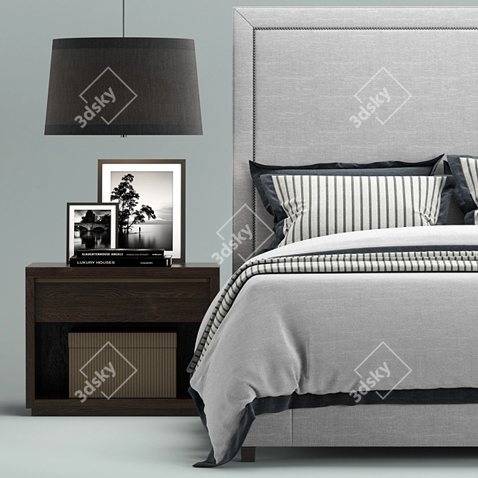 Luxury Wallace Upholstered Bed 3D model image 2