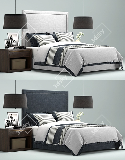 Luxury Wallace Upholstered Bed 3D model image 3