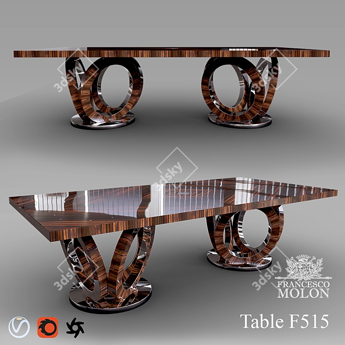 Francesco Molon Eclectica F515: Elegant & Spacious Dining Table 3D model image 1