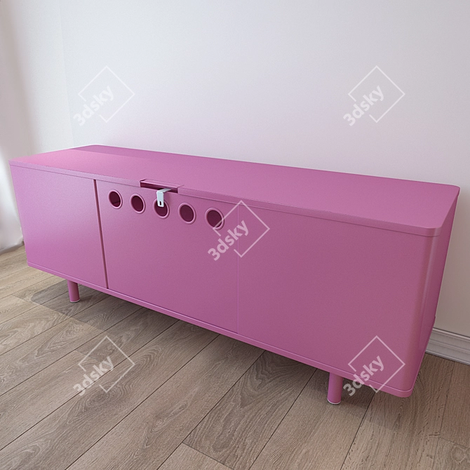 Modern Pink TV Stand & Wall Shelf 3D model image 3