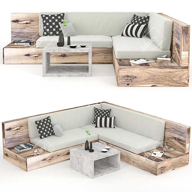 Stylish Outdoor Furniture Set 3D model image 1