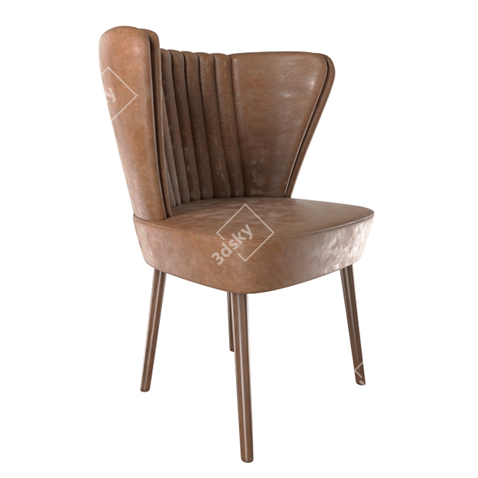 Elegant Wood and Leather Chair 3D model image 1