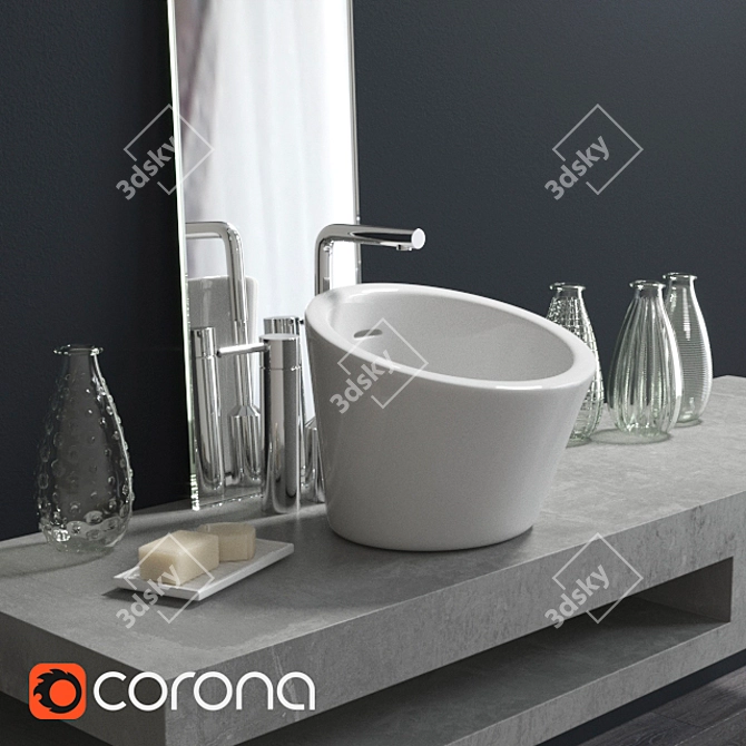 Stylish Decorative Washbasin 3D model image 1