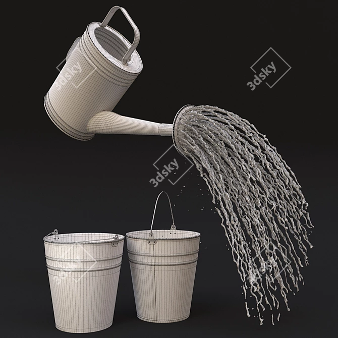 Efficient Watering Solution with Buckets 3D model image 2