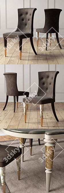 Elegant Layton Marble Table & Marion Chairs 3D model image 2