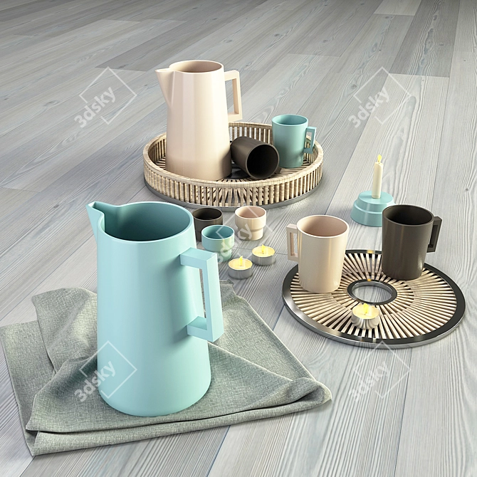 Elegant Melamine Tableware 3D model image 1