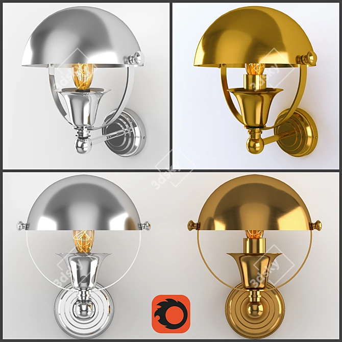 Elegant Brass Wall Sconces 3D model image 1