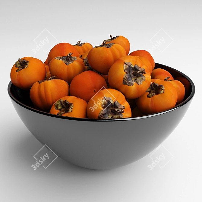 Elegant Persimmons Bowl: Functional and Stylish 3D model image 1