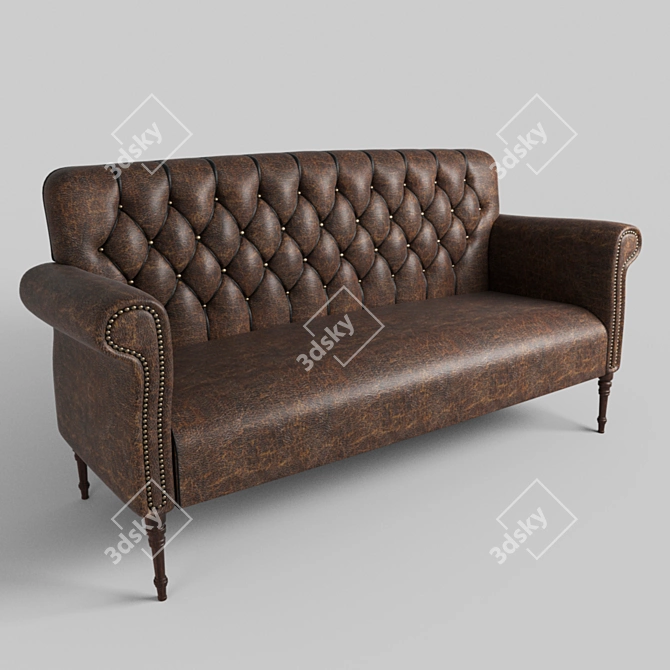 Liverpool Classic: Elegant Leather English Sofa 3D model image 1