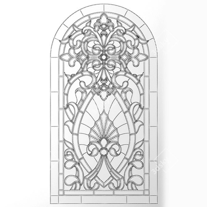 Elegant Arch Stained Glass 3D model image 2