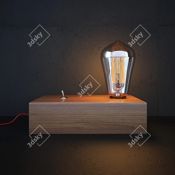 Vintage Edison Wooden Shade 3D model image 1