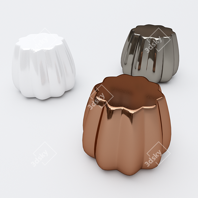 Opulent Footstool: Bronze, Platinum, White 3D model image 2