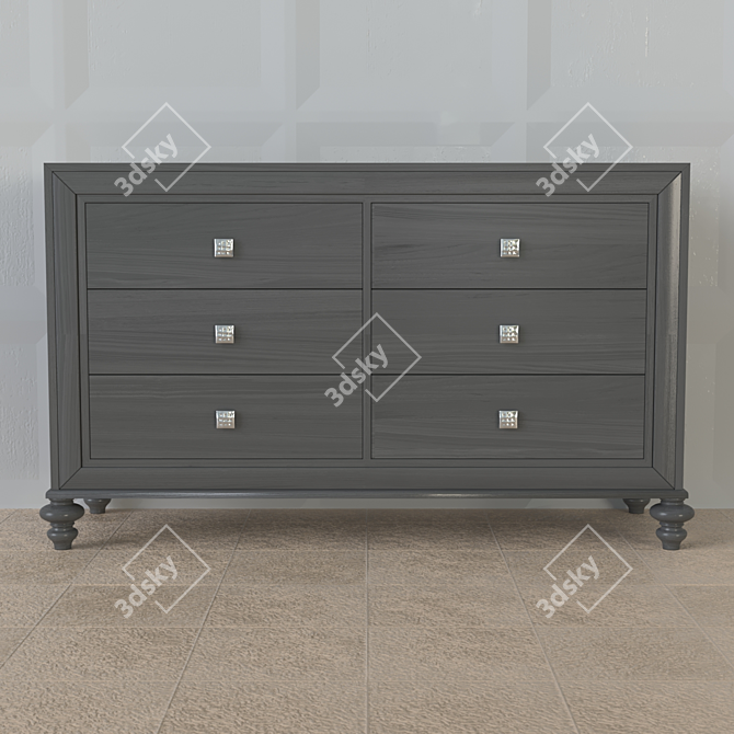 Galiano Chest: Art Deco-inspired, High-quality Material 3D model image 1