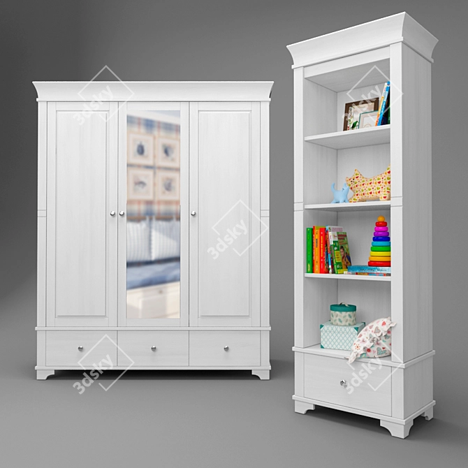 Bailey Wardrobe & Shelving: Stylish Storage Solution 3D model image 1