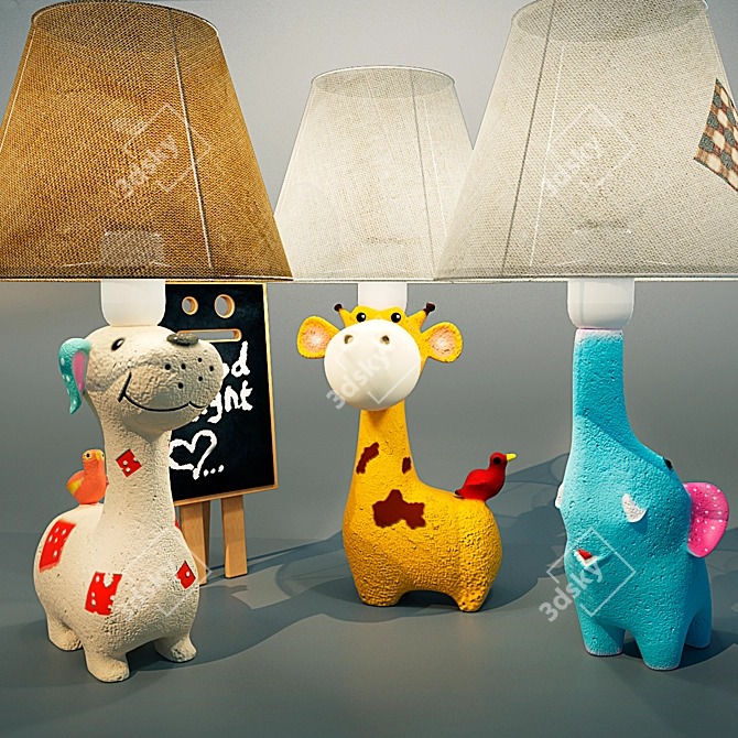 Playful Kids Table Lamps 3D model image 1