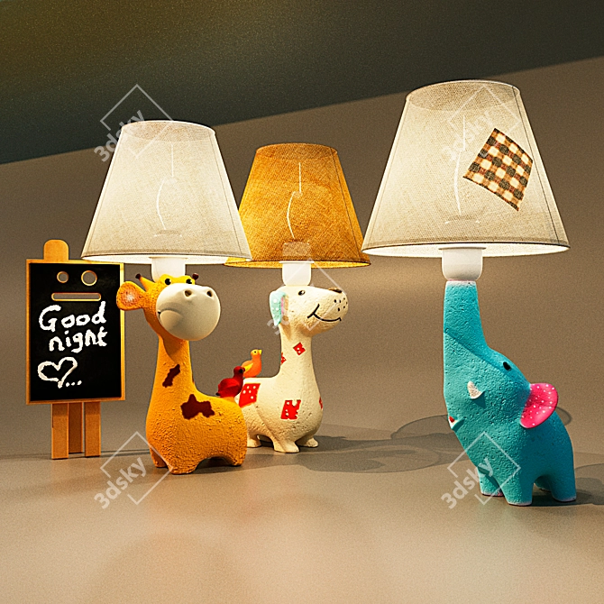 Playful Kids Table Lamps 3D model image 2