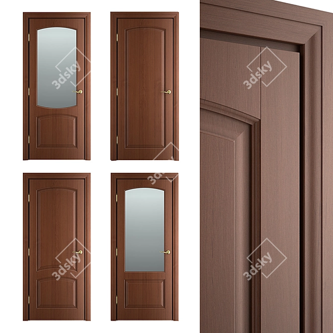 Title: Radial Collection: Massivstyle Solid Wood Door 3D model image 1