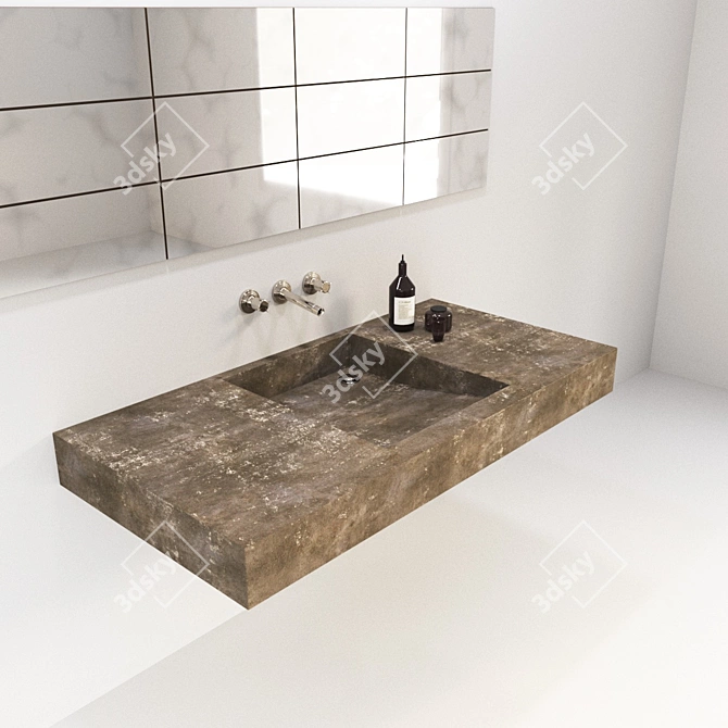 Concrete Washbasin + Decor 3D model image 1