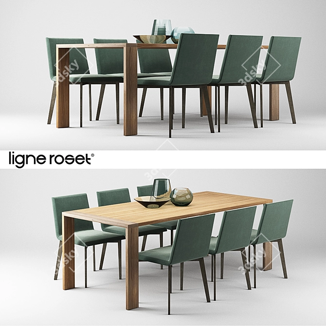 Modern Elegance: Ligne Roset Allen Table and Mogador Chair 3D model image 1