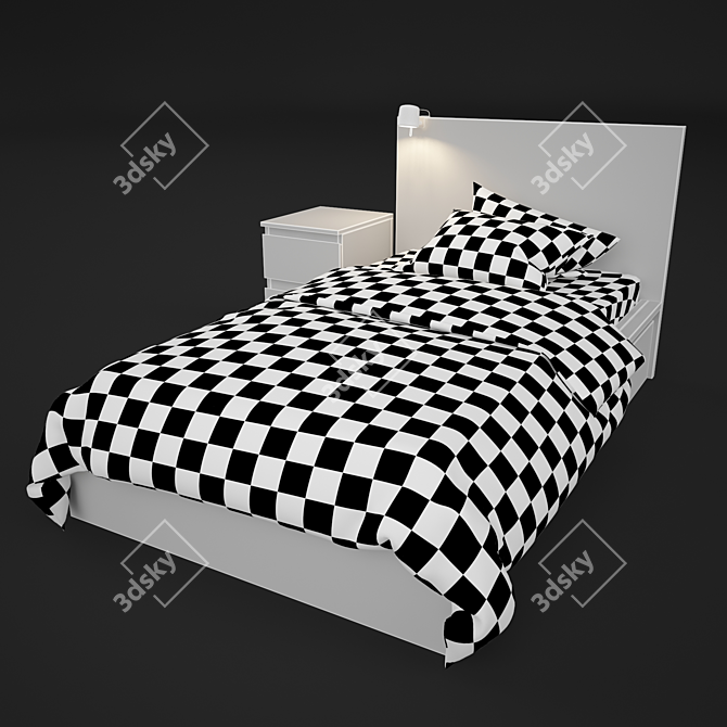IKEA Malm Bed Set 3D model image 3