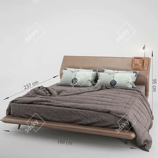 Italian Made Molteni&C Bed 3D model image 2