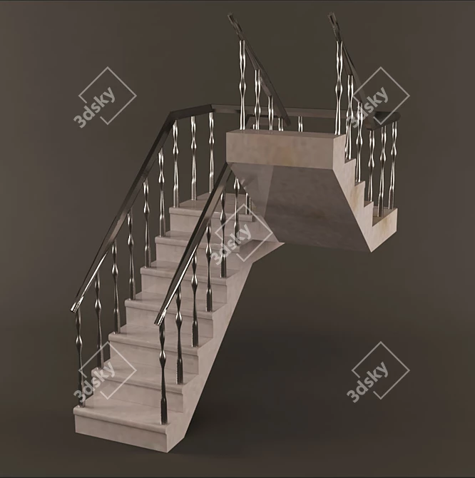  Sleek Modern Staircase Set 3D model image 2