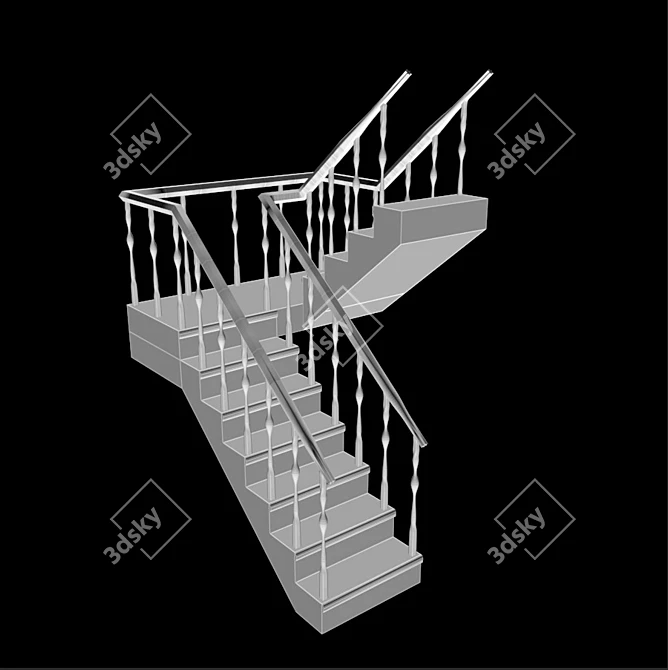  Sleek Modern Staircase Set 3D model image 3