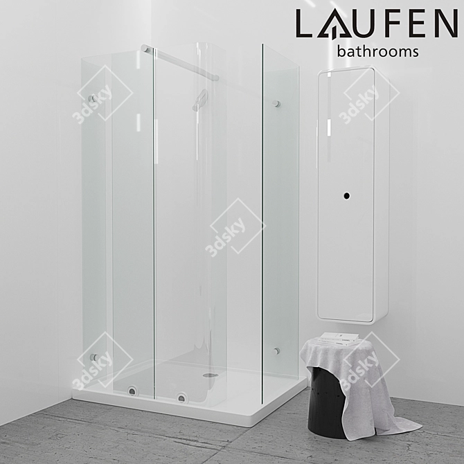 Luxurious Shower Set with Laufen IL BAGNO ALESSI dot Tray & Faucet 3D model image 1