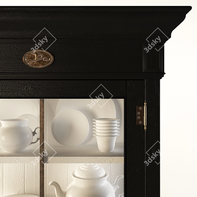 Antique Replica Buffet with Dinnerware Set 3D model image 2