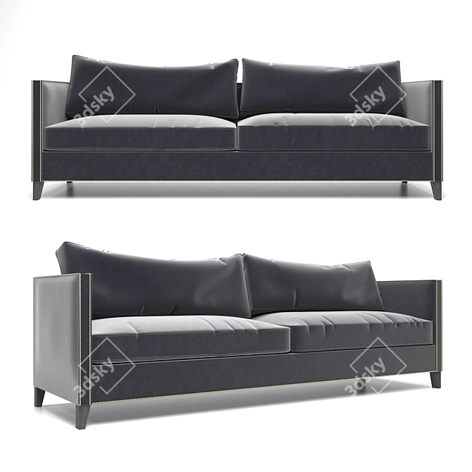 Elegant Gray Velvet Sofa 3D model image 1