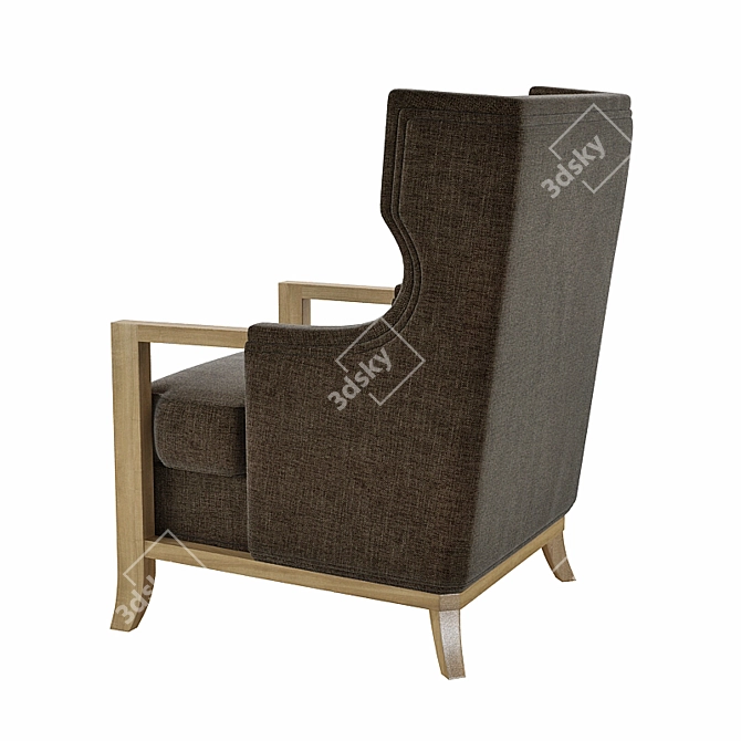 Cozy Hickory Wing Chair: Elegant and Comfortable 3D model image 2