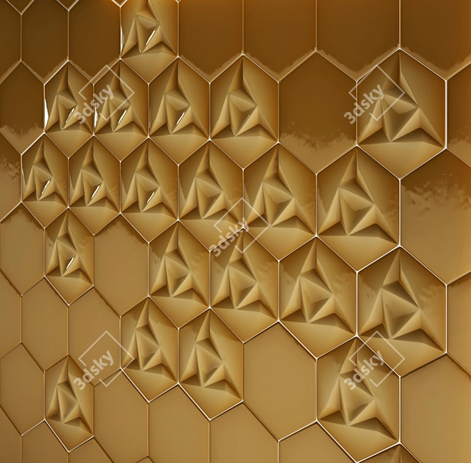 ETRURIA Hexagonal Ceramic Wall Tile 3D model image 2