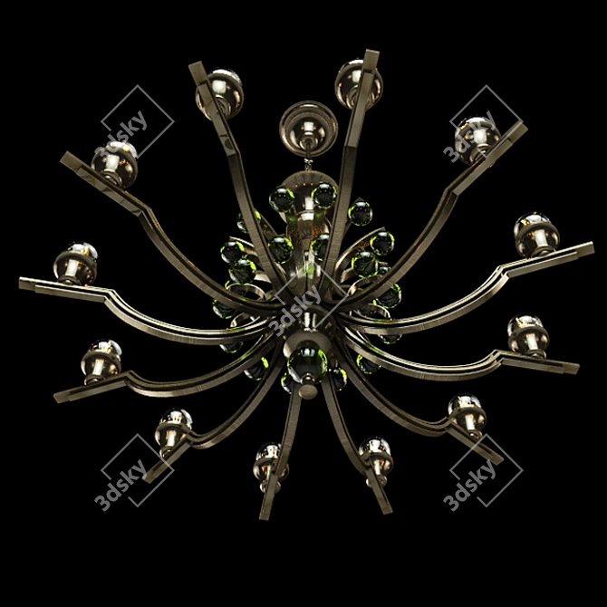 Vintage Art Deco Chandelier 3D model image 2