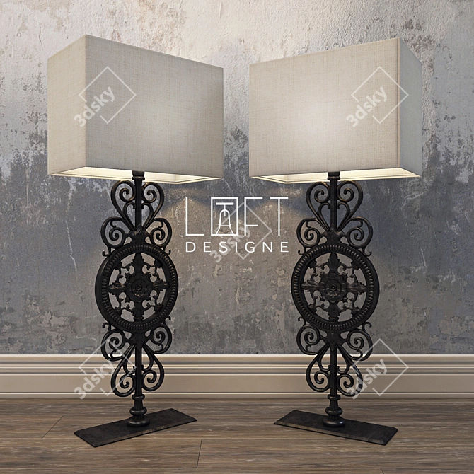 Industrial Metal Table Lamp | Loftdesigne 3D model image 3