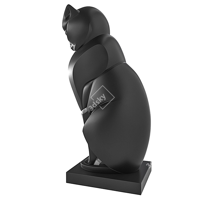 Elegant Bronze Cat Statue 3D model image 2