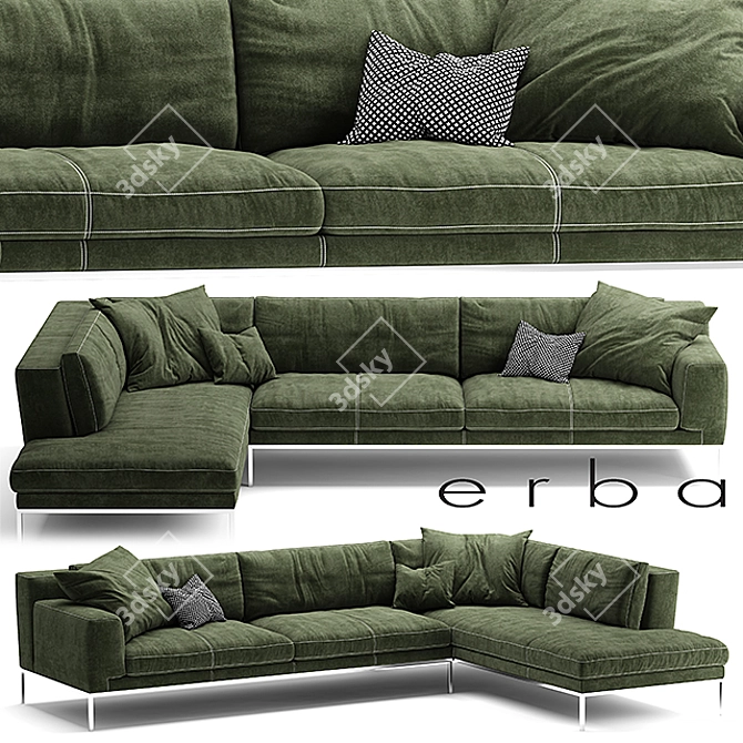 Elegant Italian Sectional Sofa 3D model image 1