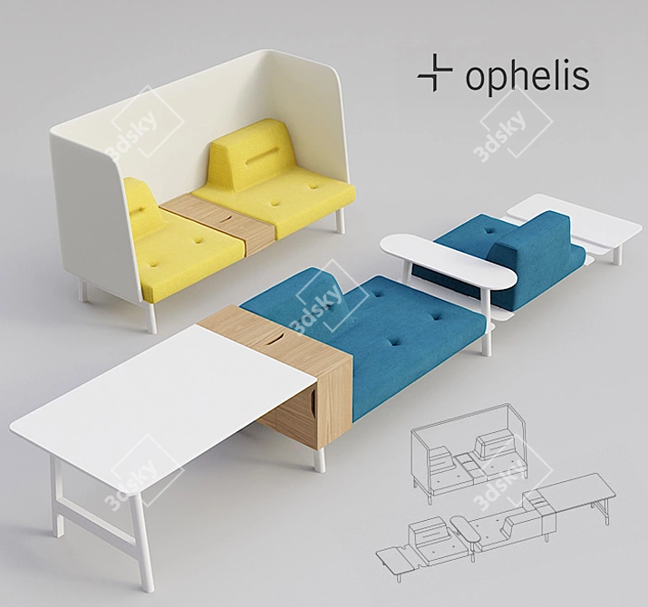 Ophelis Dock Lounge: Innovative Work Zones 3D model image 2