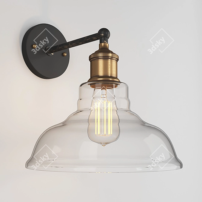 Industrial Clear Glass Wall Sconce 3D model image 1