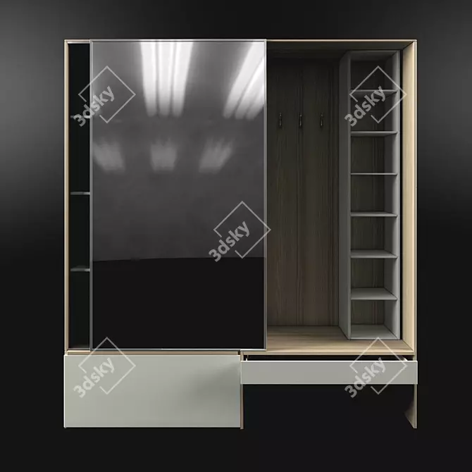 Sleek White Gloss Wardrobe 3D model image 2