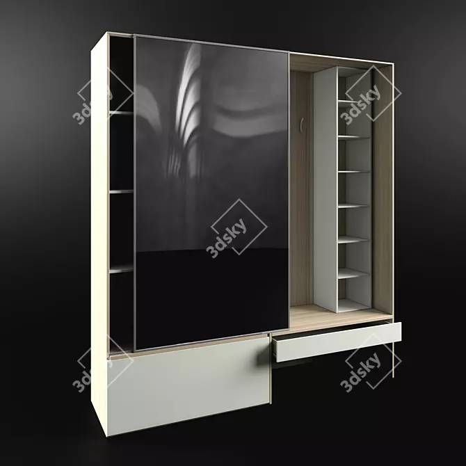 Sleek White Gloss Wardrobe 3D model image 3