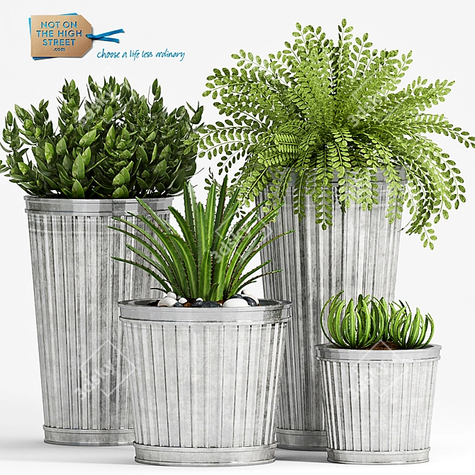 Vintage Planters Set 3D model image 1