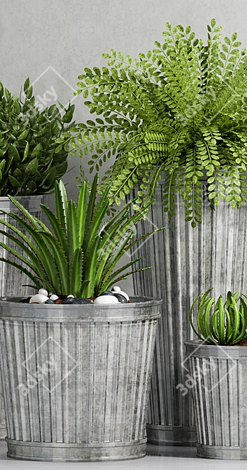 Vintage Planters Set 3D model image 3