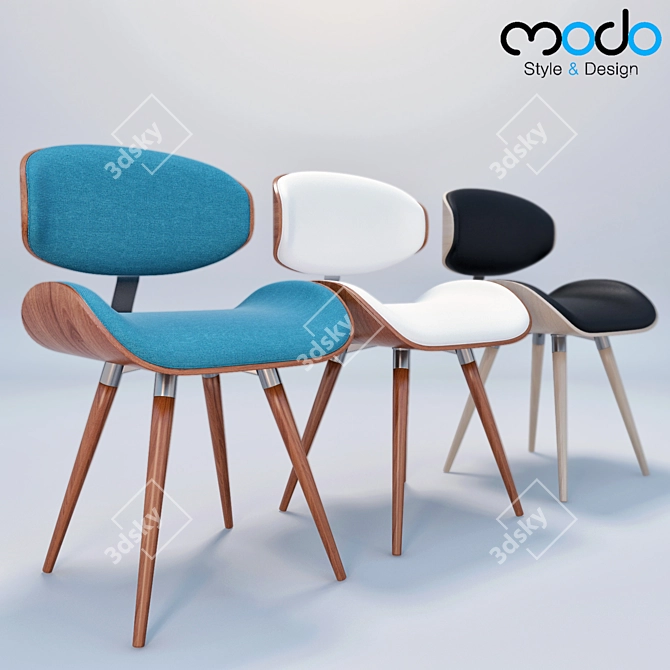 Sleek Round Leg Wooden Chair 3D model image 2