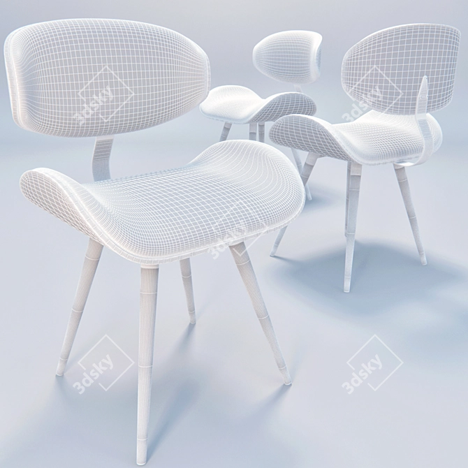 Sleek Round Leg Wooden Chair 3D model image 3