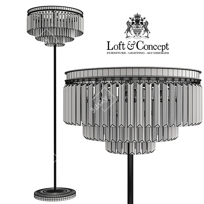 Art Deco Fringe Floor Lamp 3D model image 3