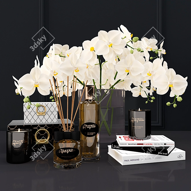 Aromatique Orchid & Book Decor Set 3D model image 1