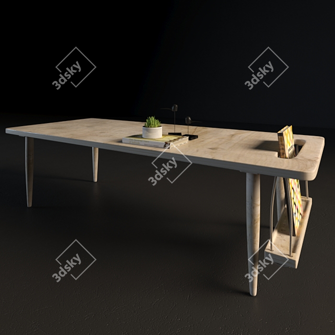 Rustic Wood Coffee Table 3D model image 1